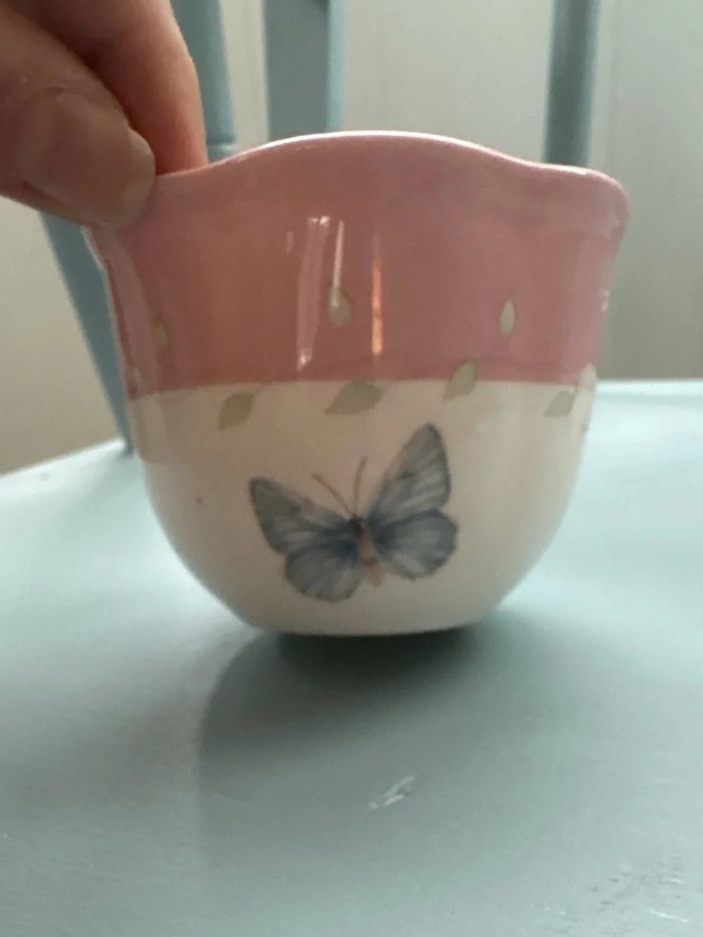 Lenox Pink and Butterfly meadow dessert Bowl